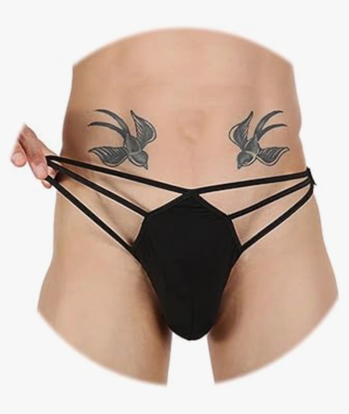 Men's Ice Silk Thong Hollow Out G-Strings Comfortable Breathable Underwear Jockstrap